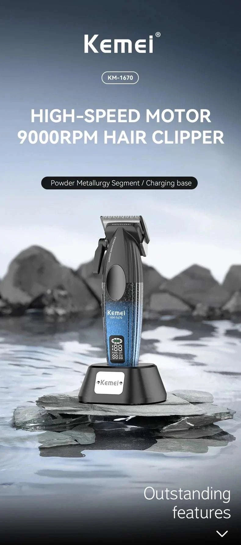 Cordless 9000RPM Hair Clipper Zero Gap Trimmer for Precision Cuts-no box