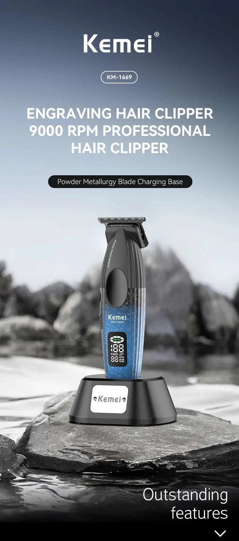 Cordless 9000RPM Hair Clipper Zero Gap Trimmer for Precision Cuts-no box