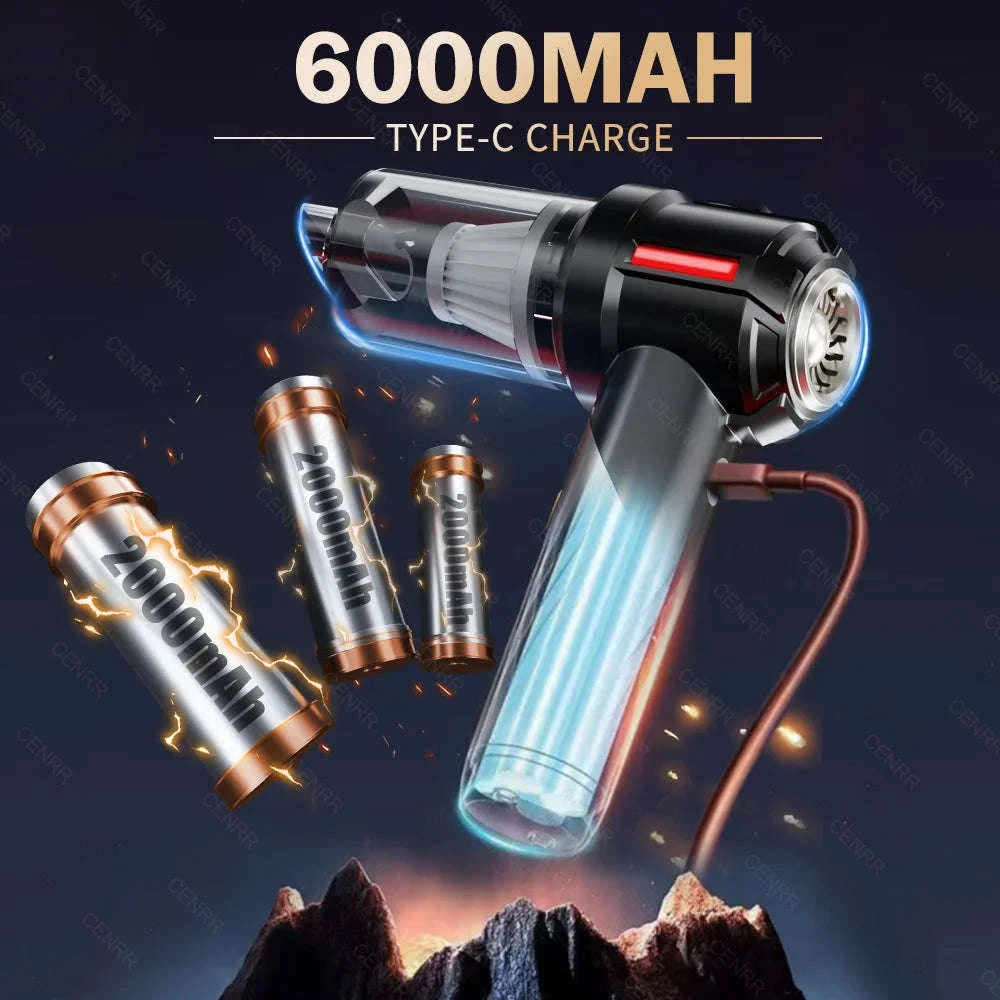 Cordless Car Vacuum Cleaner with Blower, USB-C Rechargeable Handheld-MAX Black 4hepa