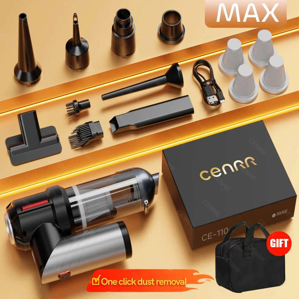 Cordless Car Vacuum Cleaner with Blower, USB-C Rechargeable Handheld-MAX Black 4hepa