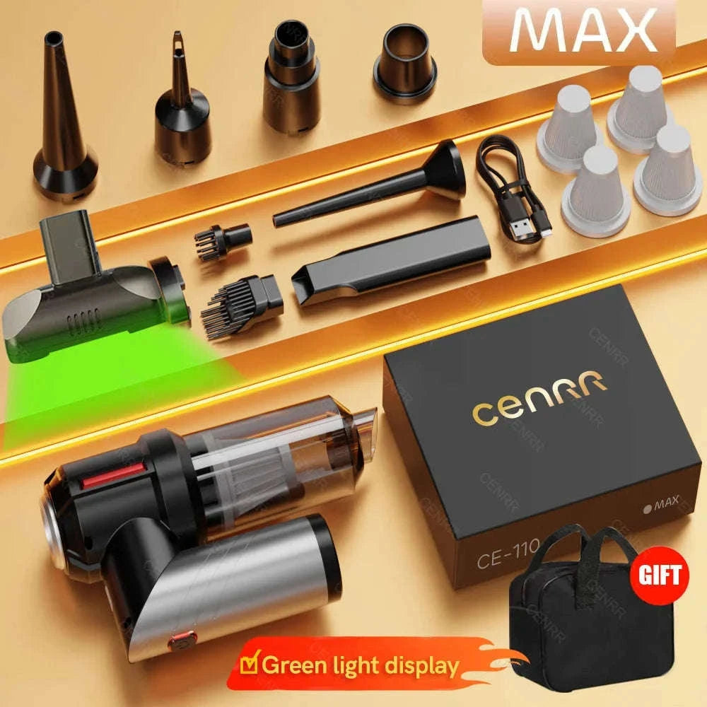 Cordless Car Vacuum Cleaner with Blower, USB-C Rechargeable Handheld-MAX Black 4hepa