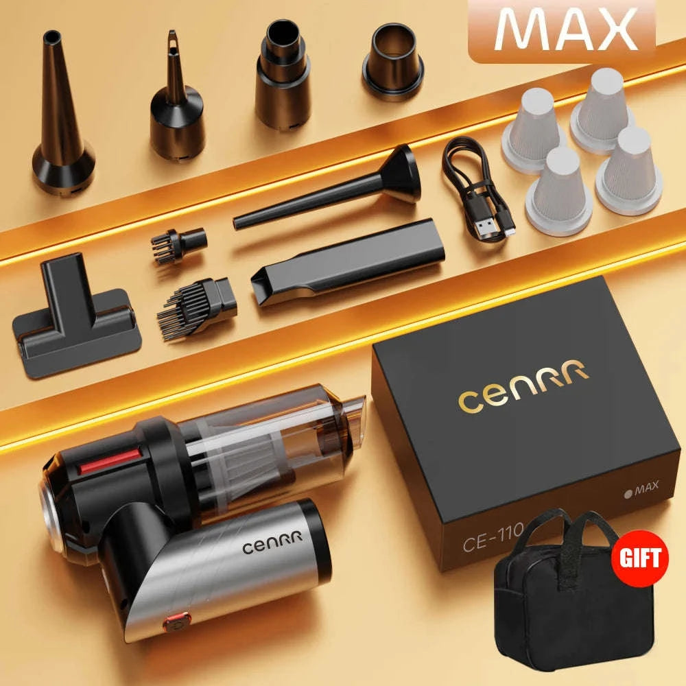 Cordless Car Vacuum Cleaner with Blower, USB-C Rechargeable Handheld-MAX Black 4hepa