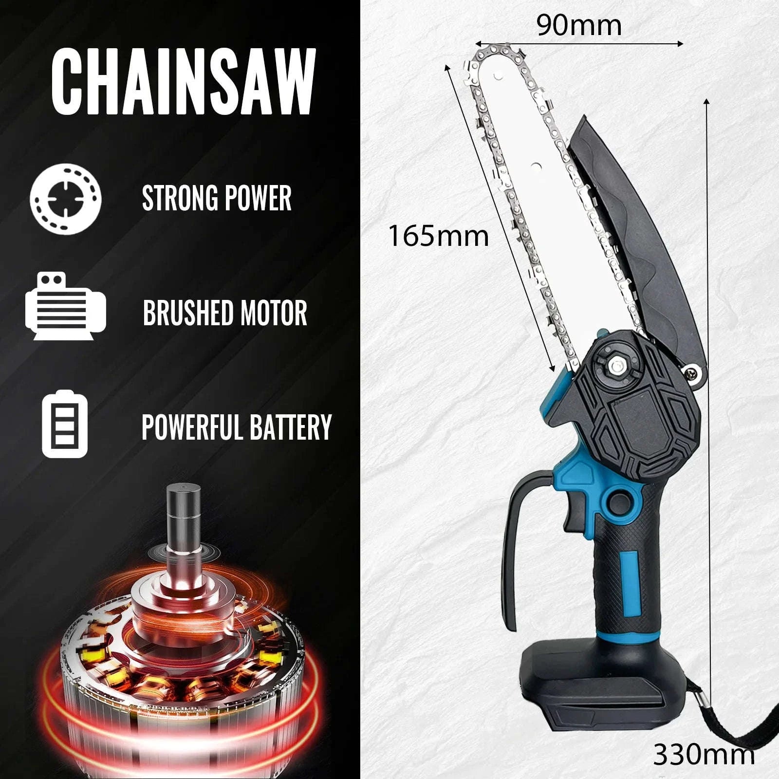 Cordless Chainsaw for Makita 18V – 6 Inch Mini Portable Chainsaw-2 x 3000mAH Battery / EU / GERMANY
