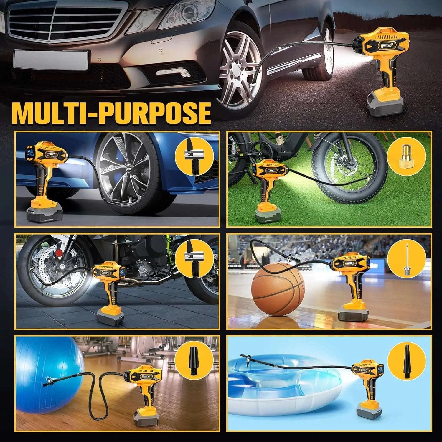 Cordless Digital Tire Inflator Kit for Dewalt 20V Batteries-Default Title