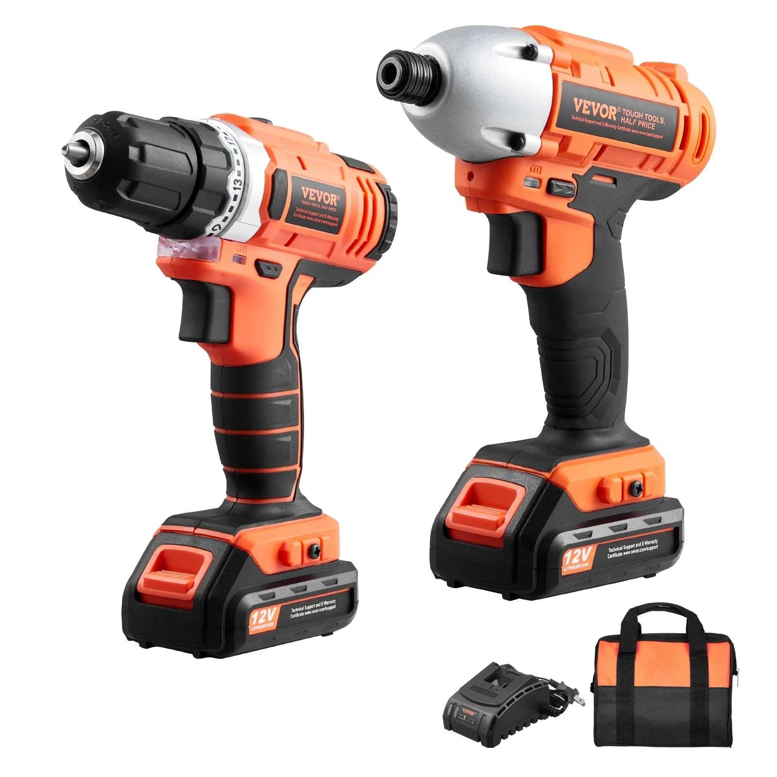 Cordless Drill & Impact Driver Combo Kit with Batteries and Charger-2pcs 12V A / United States