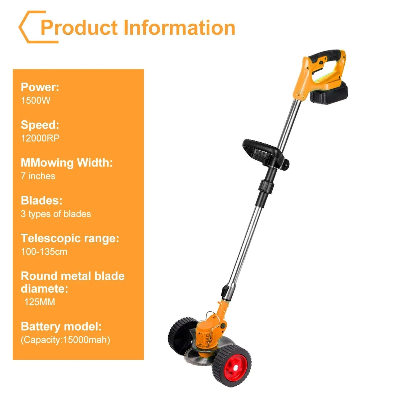 Cordless Electric Grass Trimmer with Adjustable Shaft & 3 Blade Types-Red 2pcs batteries / EU / france
