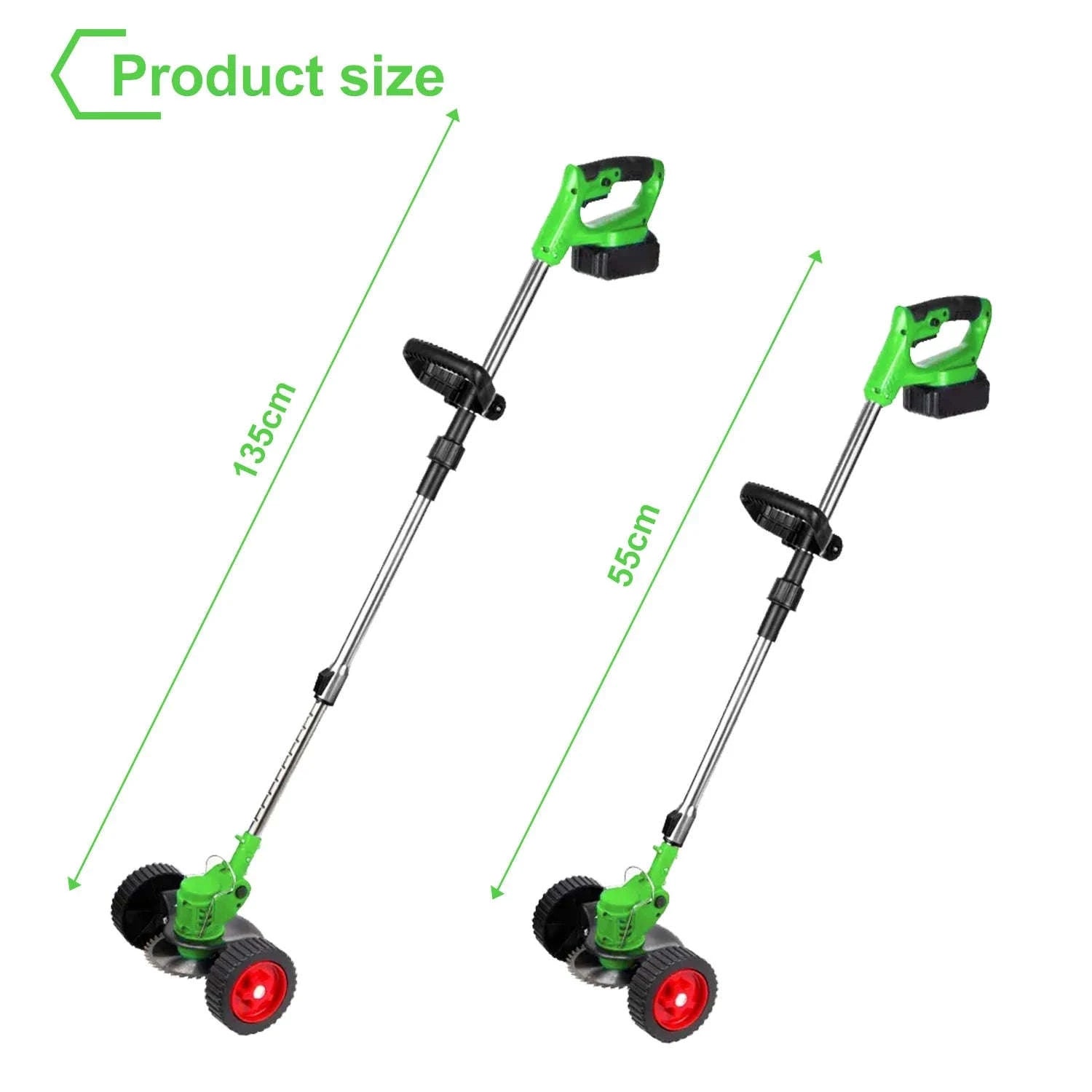 Cordless Electric Grass Trimmer with Adjustable Shaft & 3 Blade Types-Red 2pcs batteries / EU / france