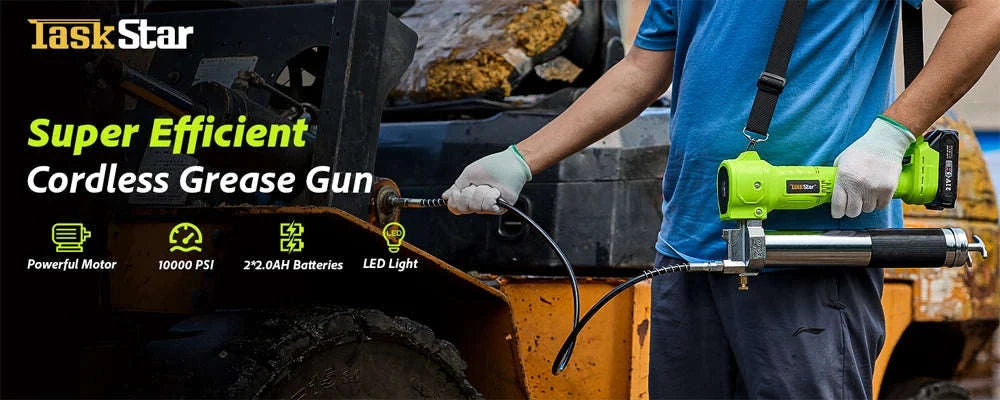 Cordless Electric Grease Gun Kit, 10,000 PSI with 39.4" Hose-with 1X2.0Ah battery / United States