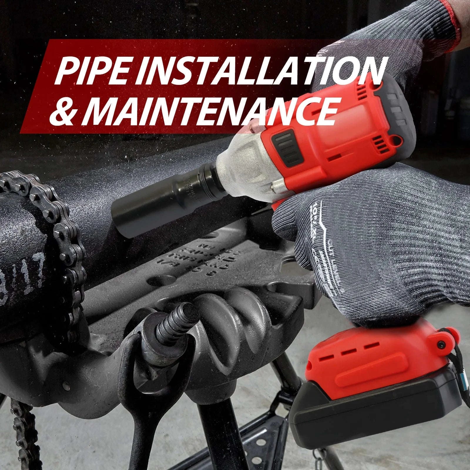 Cordless Electric Impact Wrench Set 1000Nm 21V with 2 Batteries-Two Battery / United States / US