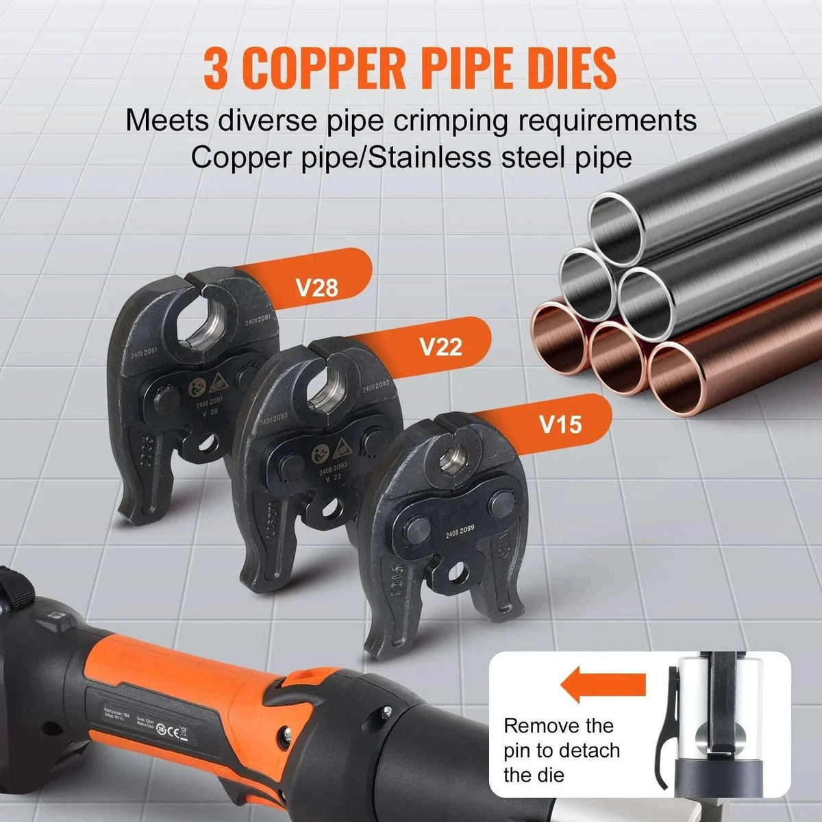 Cordless Electric Pipe Crimping Tool Kit with 2 Batteries and Jaws-Poland