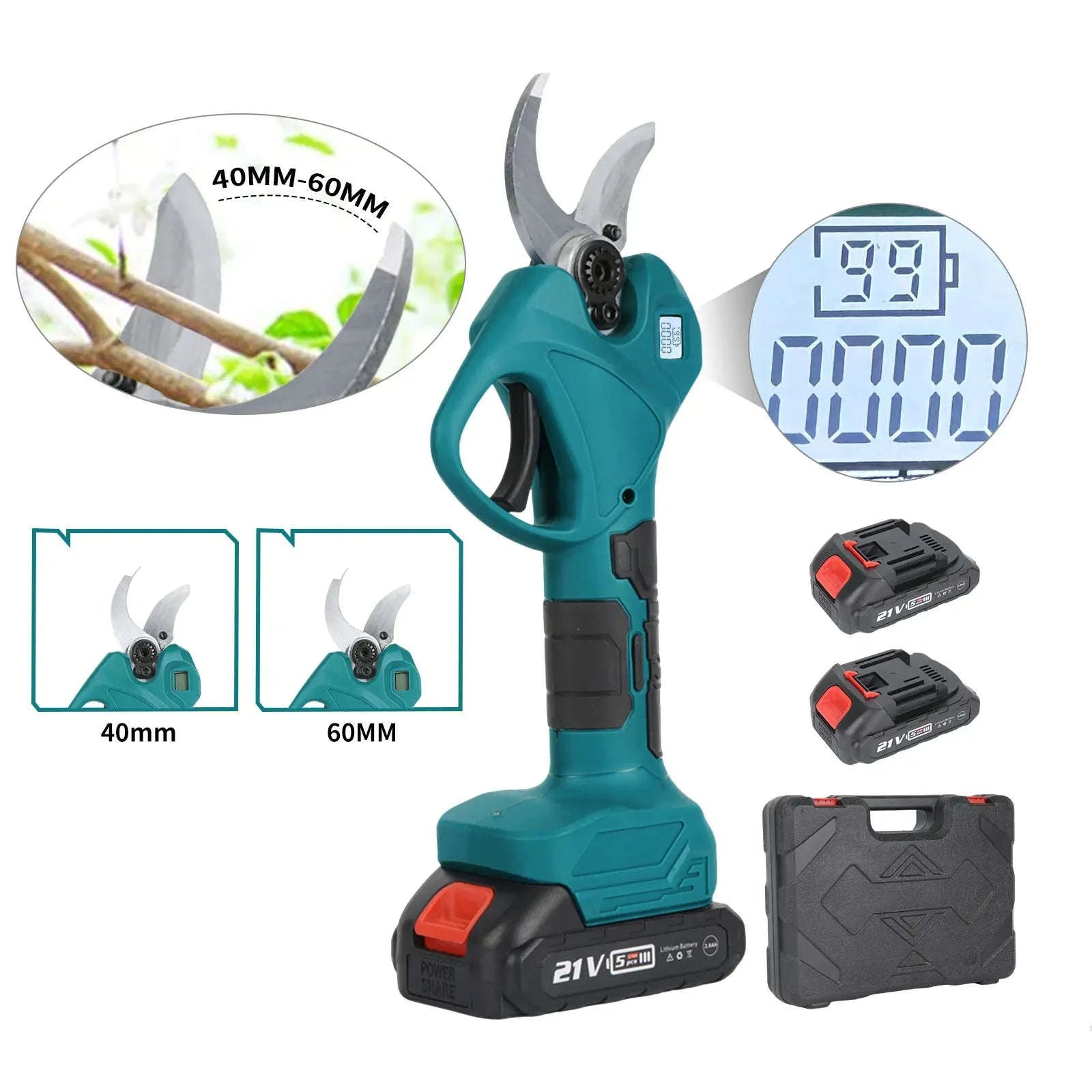 Cordless Electric Pruning Shears 30mm–40mm Brushless Cutter-40mm-1 pc battery / EU / france