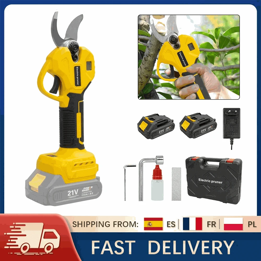 Cordless Electric Pruning Shears 30mm–40mm Brushless Cutter-40mm-1 pc battery / EU / france