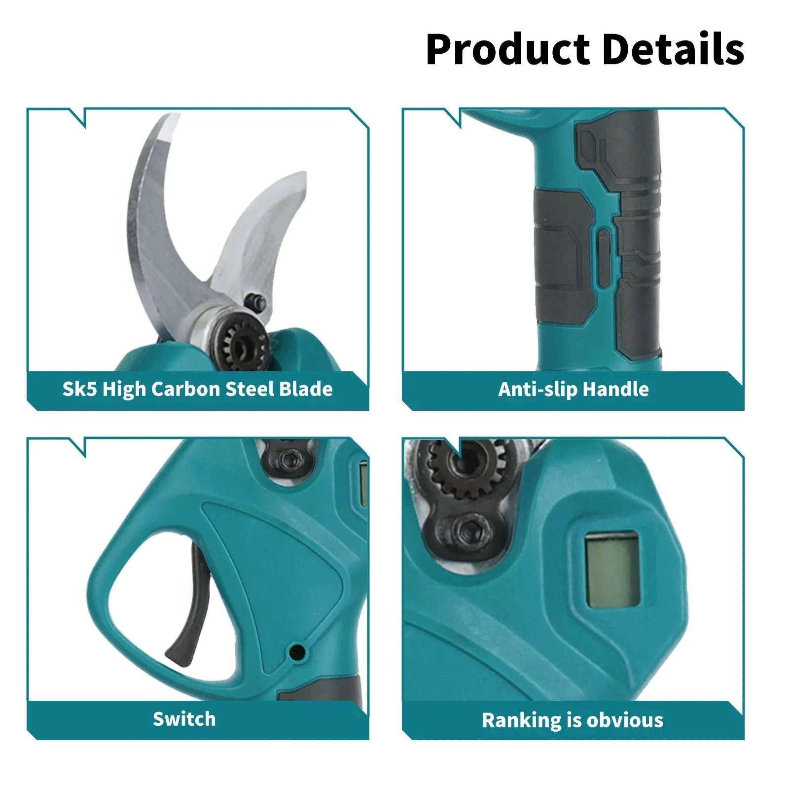 Cordless Electric Pruning Shears 30mm–40mm Brushless Cutter-40mm-1 pc battery / EU / france