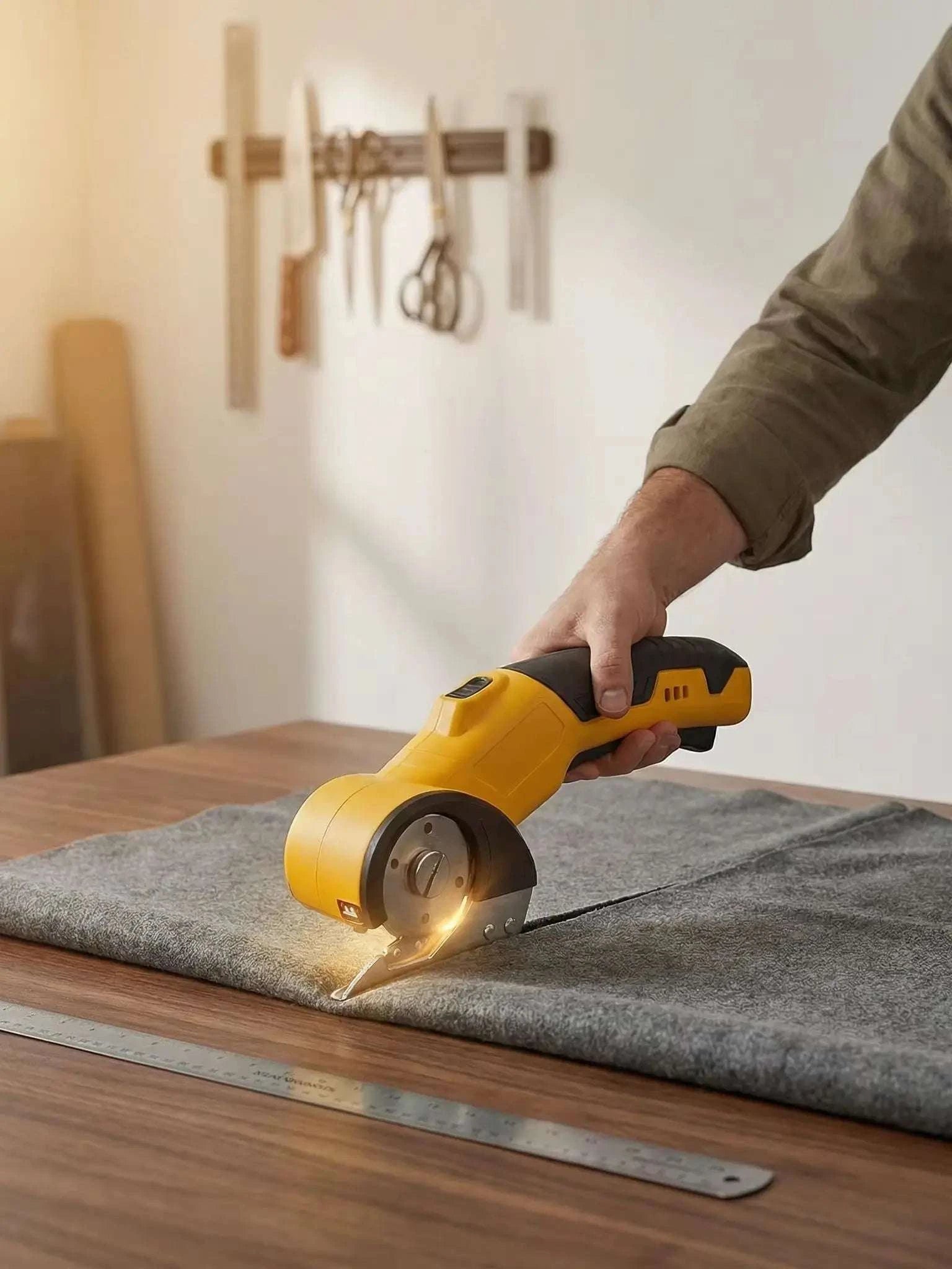 Cordless Electric Scissors for Fabric, Cardboard & DIY Cutting-Orange/Black