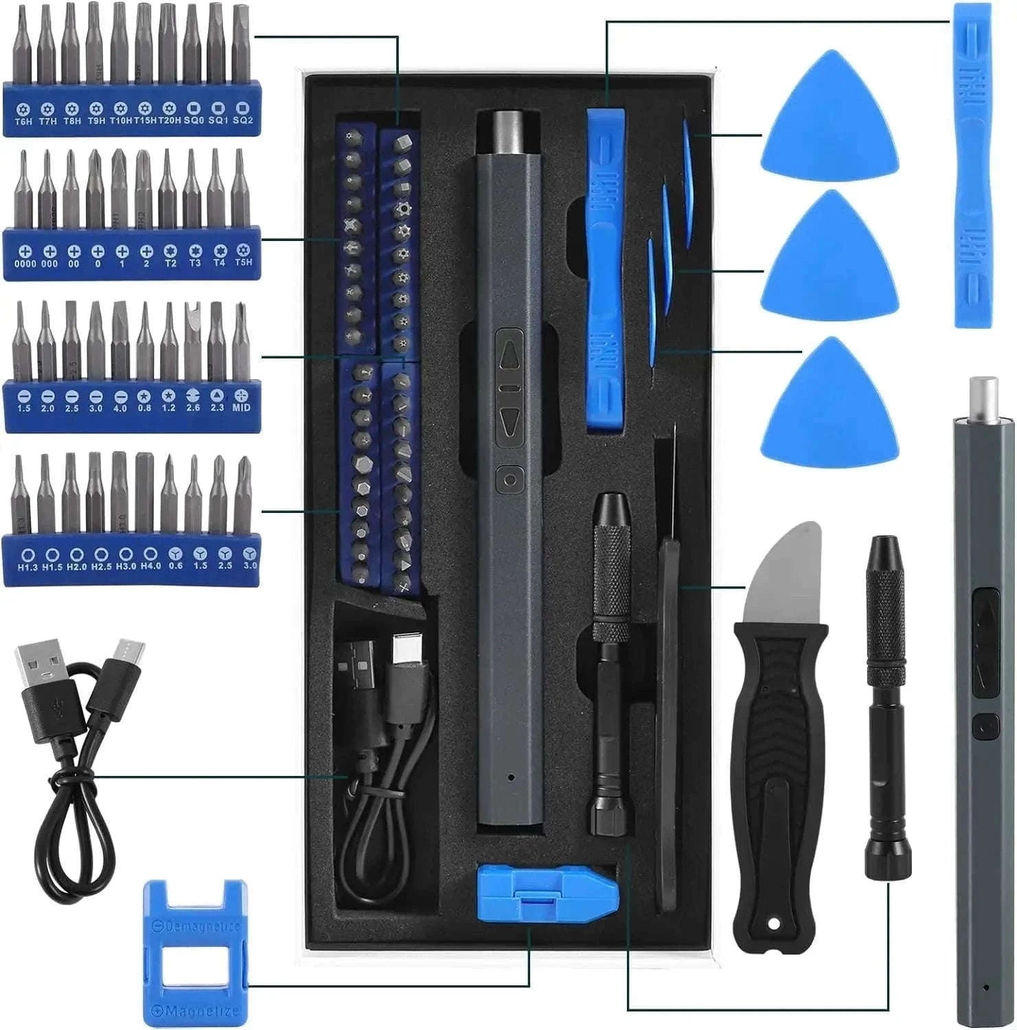 Cordless Electric Screwdriver Set for Precision Repairs-12 in 1