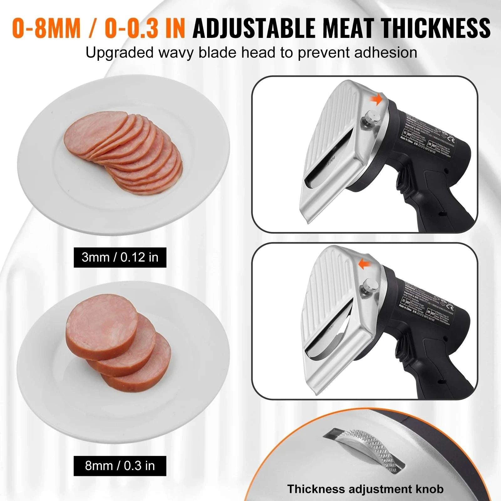 Cordless Electric Shawarma Knife 100mm Stainless Steel Gyro Cutter-Flat surface / CZECH REPUBLIC