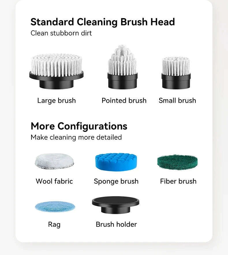 Cordless Electric Spin Scrubber 7-in-1-GRAY