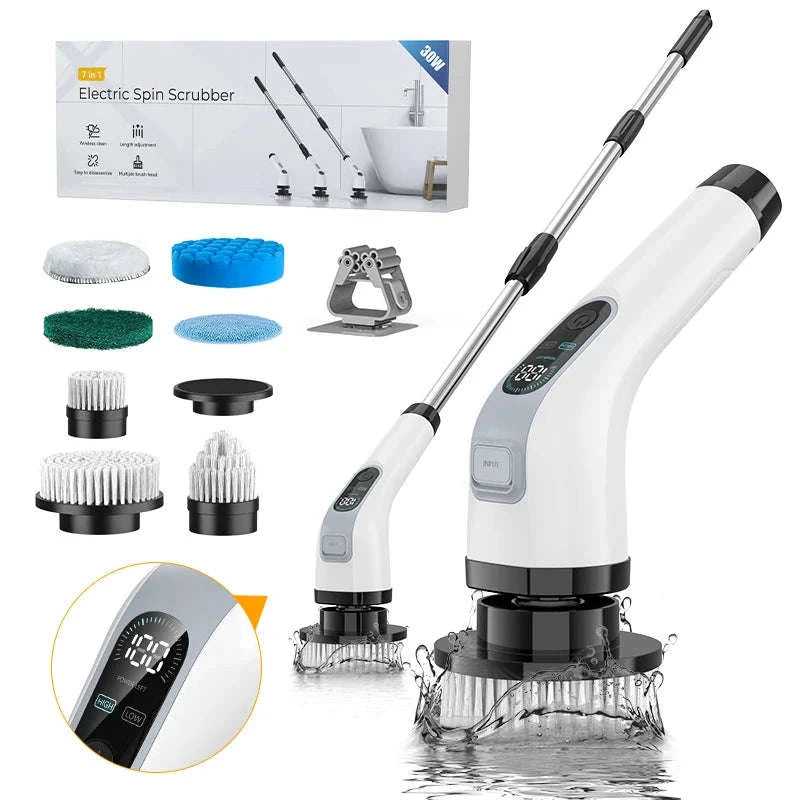 Cordless Electric Spin Scrubber 7-in-1-GRAY