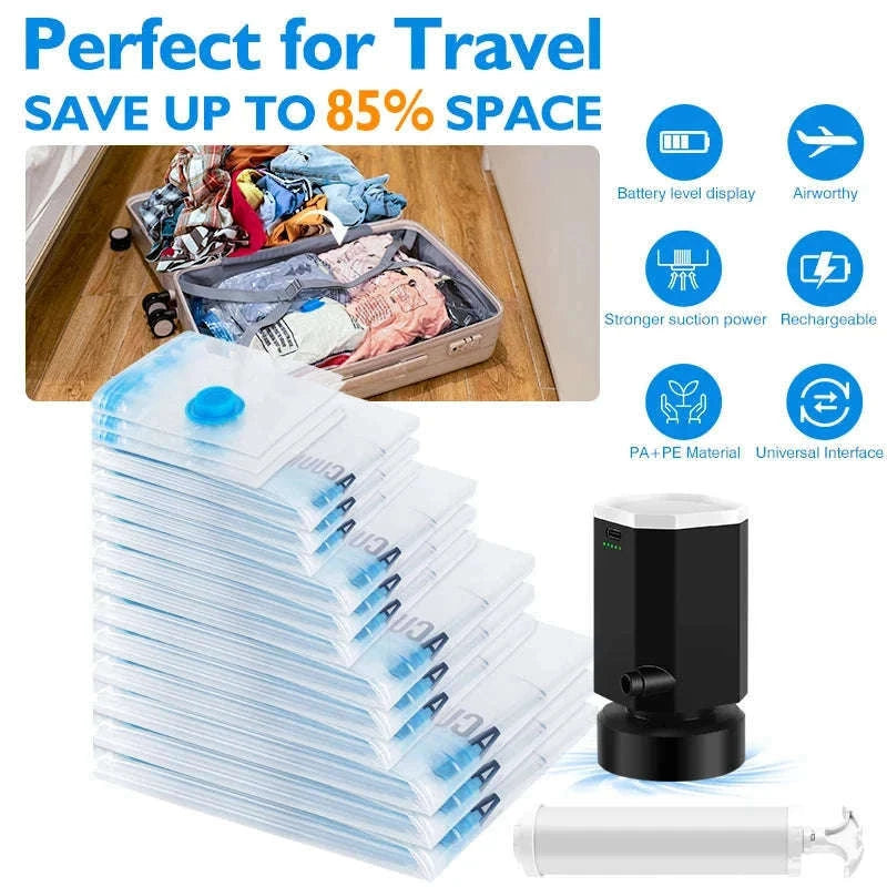 Cordless Electric Vacuum Pump for Travel Storage Bags-only 18 bags combo