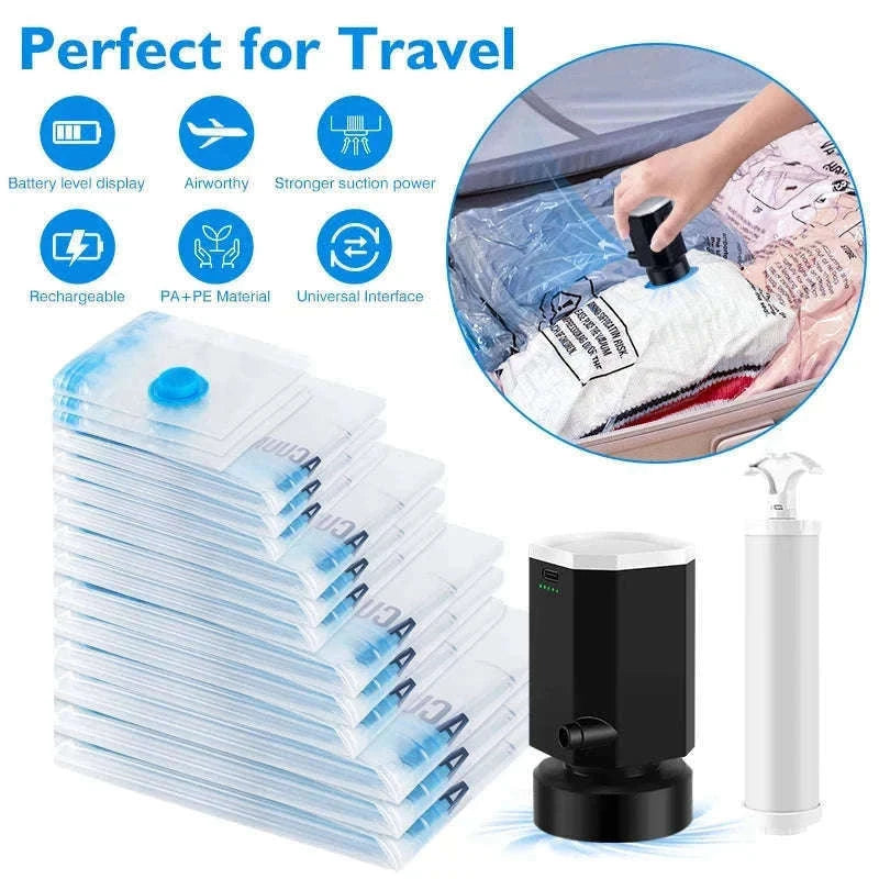 Cordless Electric Vacuum Pump for Travel Storage Bags-only 18 bags combo