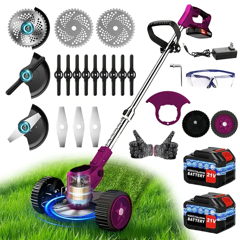 Cordless Electric Weed Trimmer with Telescopic Handle for Gardens-Green / US / two batteries|United States|Reel Mowers