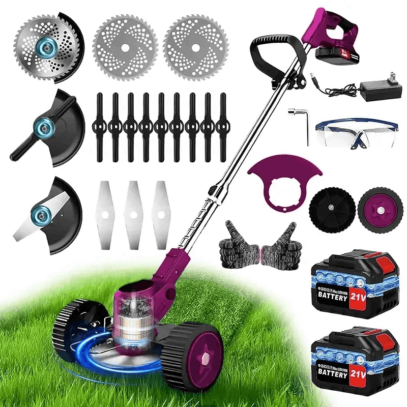 Cordless Electric Weed Trimmer with Telescopic Handle for Gardens-Green / US / two batteries|United States|Reel Mowers