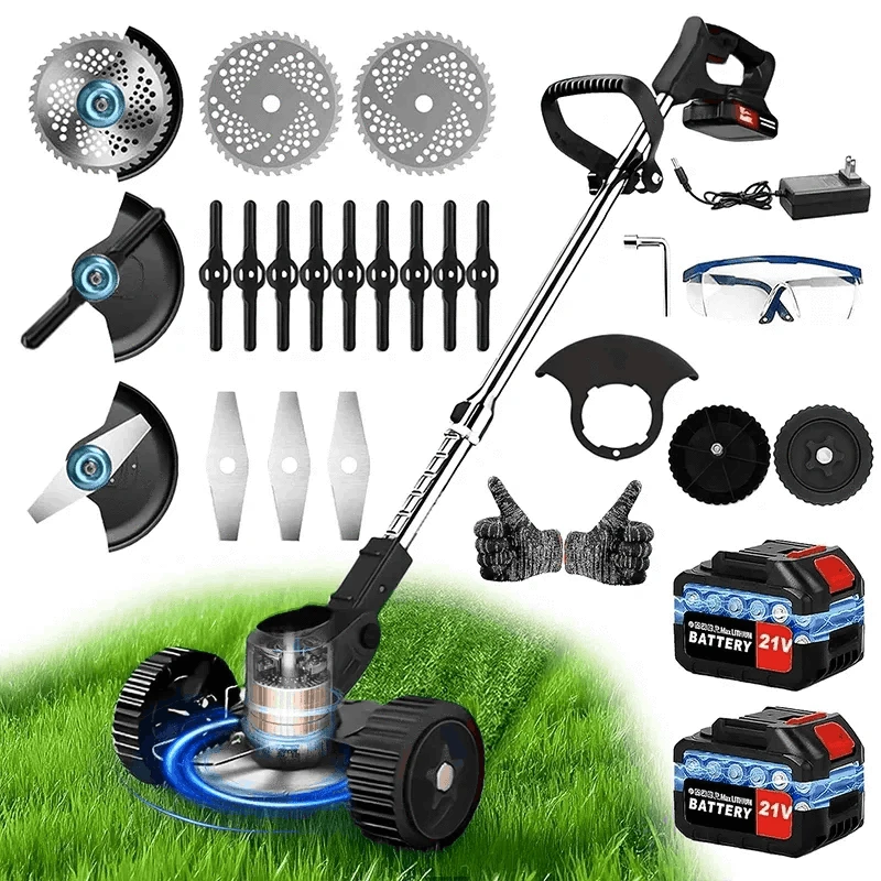 Cordless Electric Weed Trimmer with Telescopic Handle for Gardens-Green / US / two batteries|United States|Reel Mowers