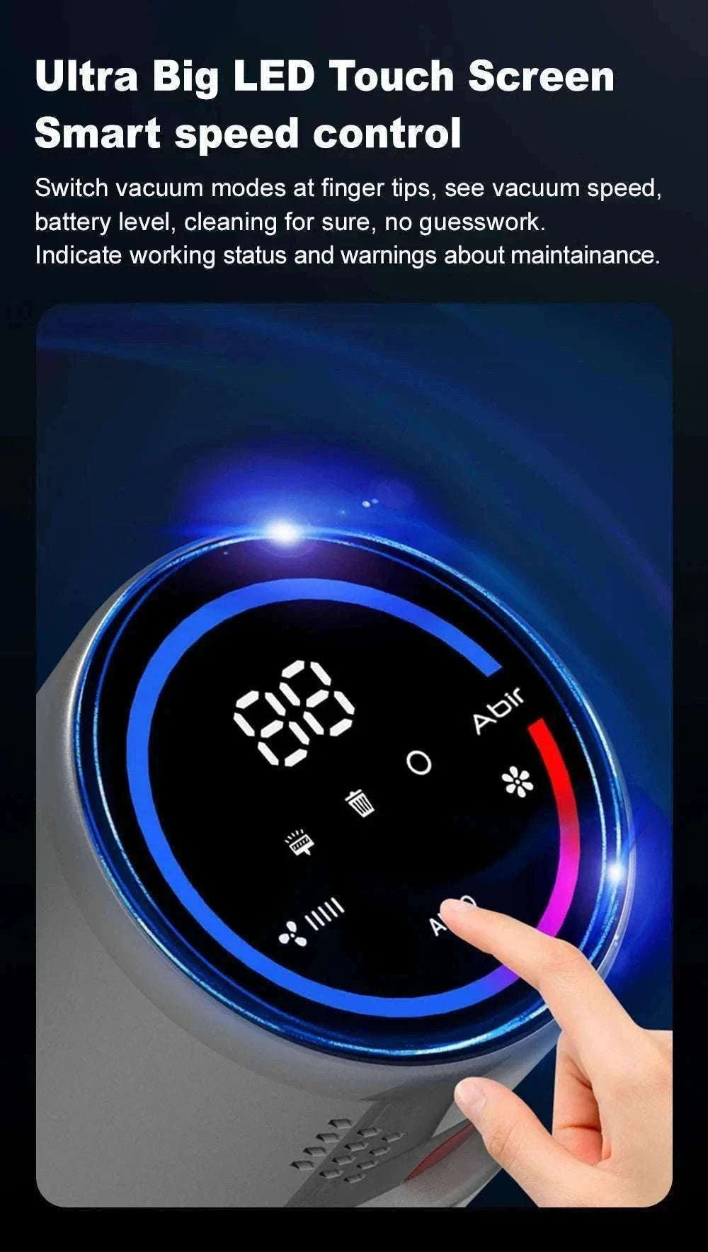 Cordless Handheld Vacuum 27000Pa with Smart Sensor & Touch Screen-CZECH REPUBLIC