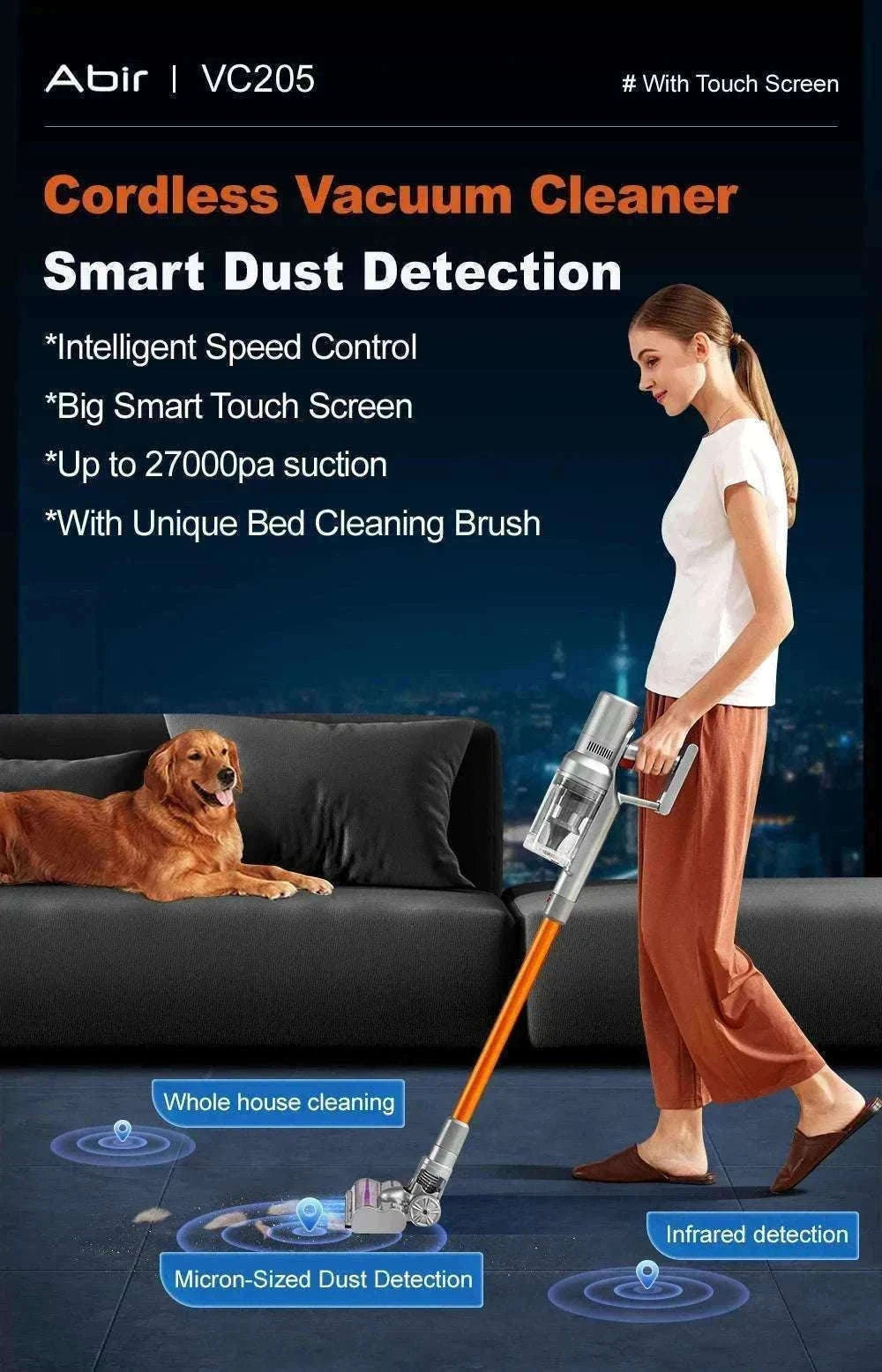 Cordless Handheld Vacuum 27000Pa with Smart Sensor & Touch Screen-CZECH REPUBLIC