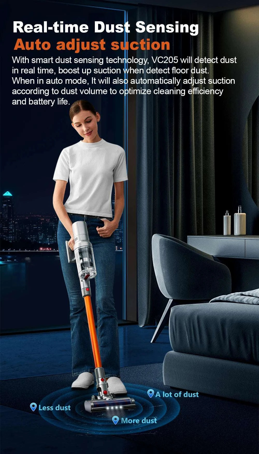 Cordless Handheld Vacuum 27000Pa with Smart Sensor & Touch Screen-