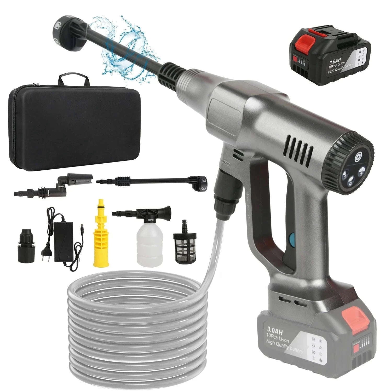 Cordless High Pressure Washer 200 Bar 6-in-1 Nozzle 18V-1 pc battery / EU / france|Electric