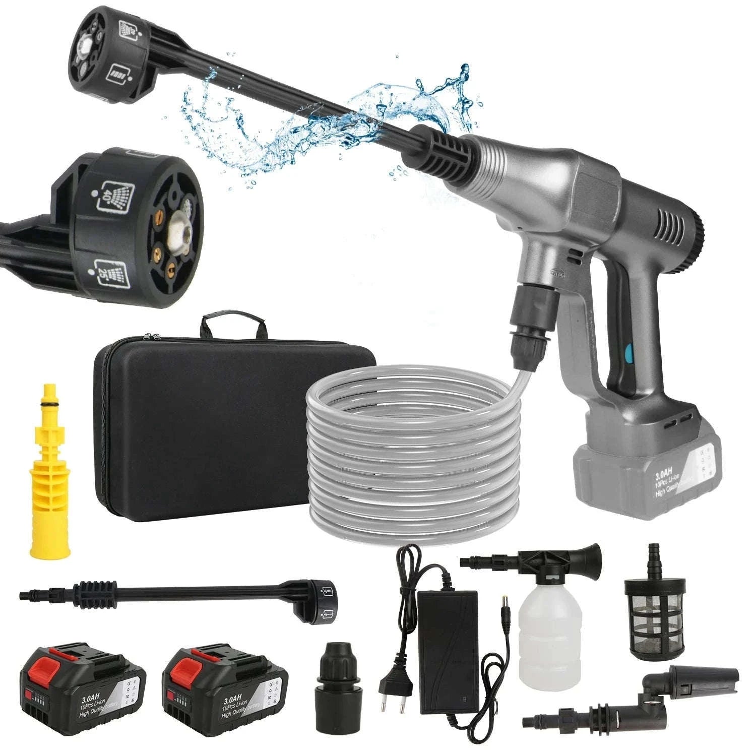 Cordless High Pressure Washer 200 Bar 6-in-1 Nozzle 18V-1 pc battery / EU / france|Electric