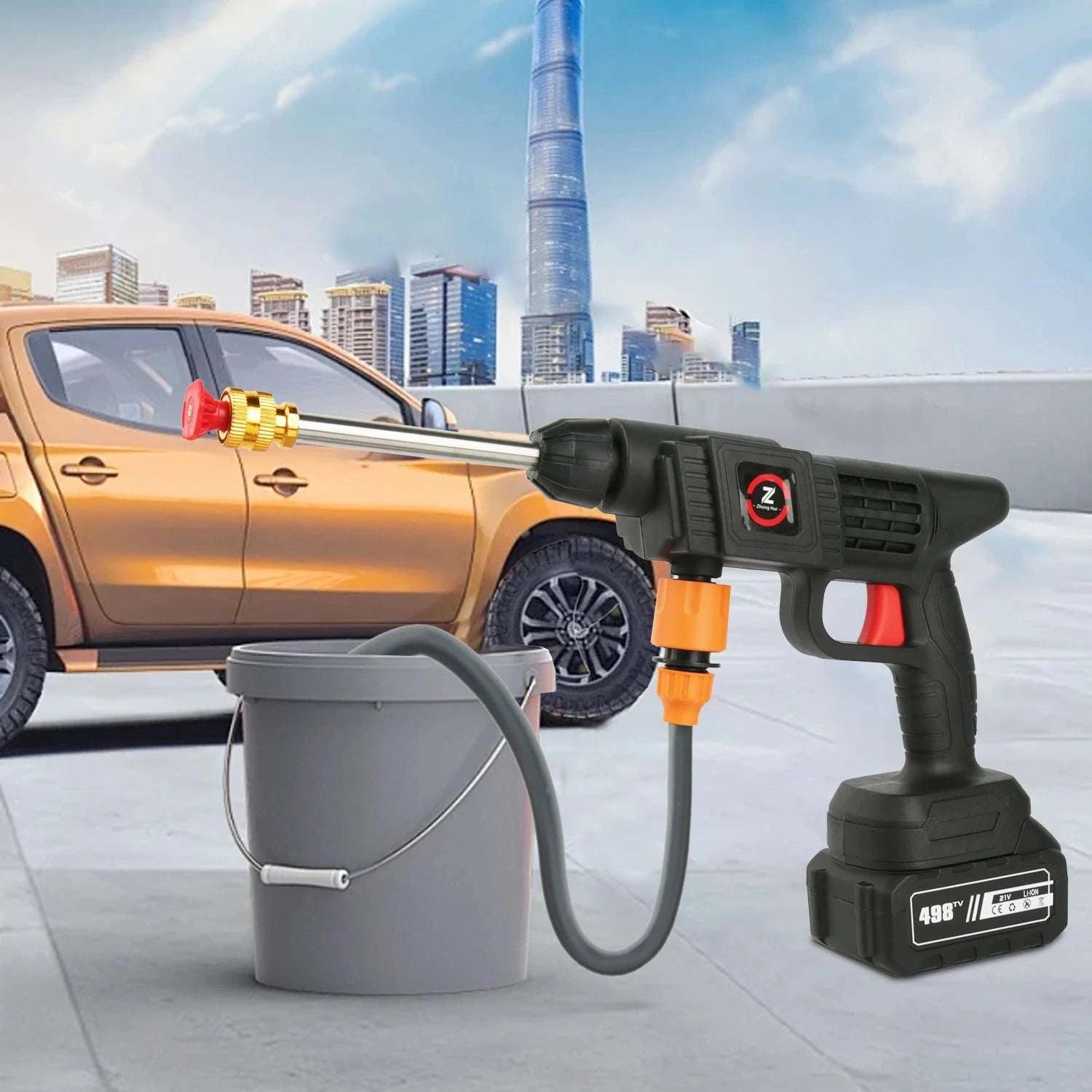 Cordless High Pressure Washer 50Bar with Battery & 6-in-1 Nozzle-20000mAh Battery*2 / EU / france|Electric