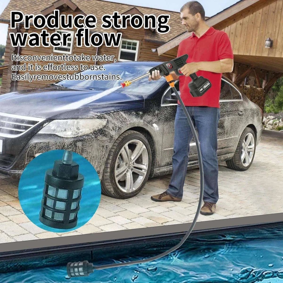 Cordless High Pressure Washer 50Bar with Battery & 6-in-1 Nozzle-20000mAh Battery*2 / EU / france|Electric