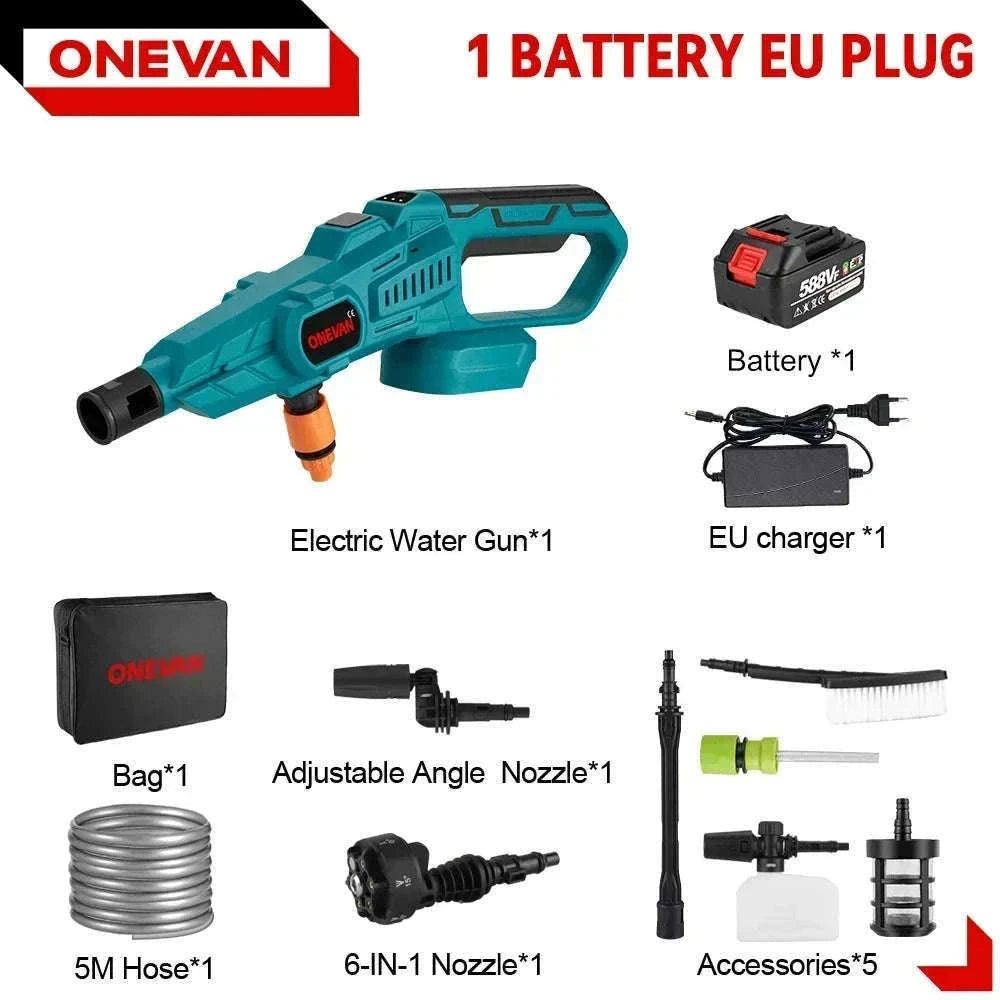 Cordless High Pressure Washer Gun 200 Bar 6-in-1 Spray for Car & Garden-Without Battery / China Mainland