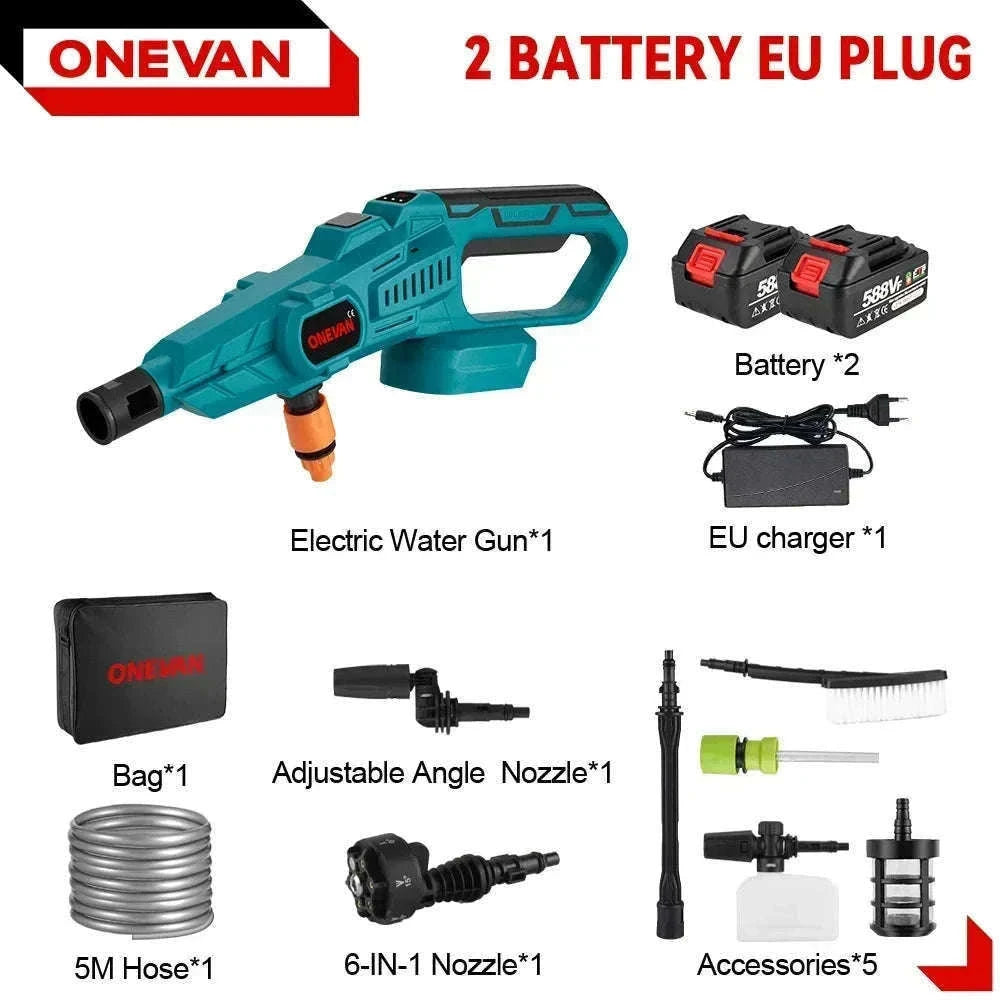 Cordless High Pressure Washer Gun 200 Bar 6-in-1 Spray for Car & Garden-Without Battery / China Mainland