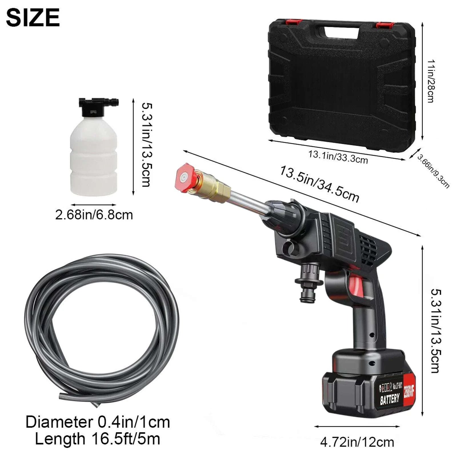 Cordless High Pressure Washer Gun 450W 26Bar with Dual Batteries-Battery Powered / United States