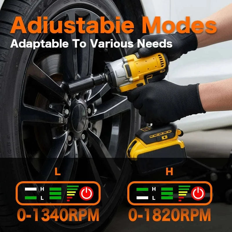 Cordless Impact Wrench - 590Ft-lbs (800N.m) Brushless 1/2 inch, 3300RPM High Torque Impact Gun, 2x 4.0Ah Battery, Charger & 4 Sockets, Electric Impact Wrench for Car Home-Type 1 / United States