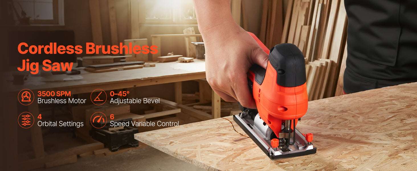 Cordless Jig Saw 3500 SPM with Variable Speeds & Orbital Settings-3500spm / United States