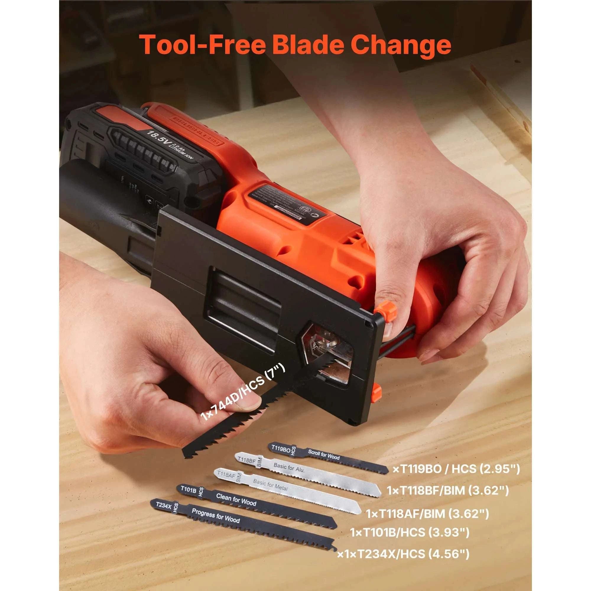 Cordless Jig Saw 3500 SPM with Variable Speeds & Orbital Settings-3500spm / United States
