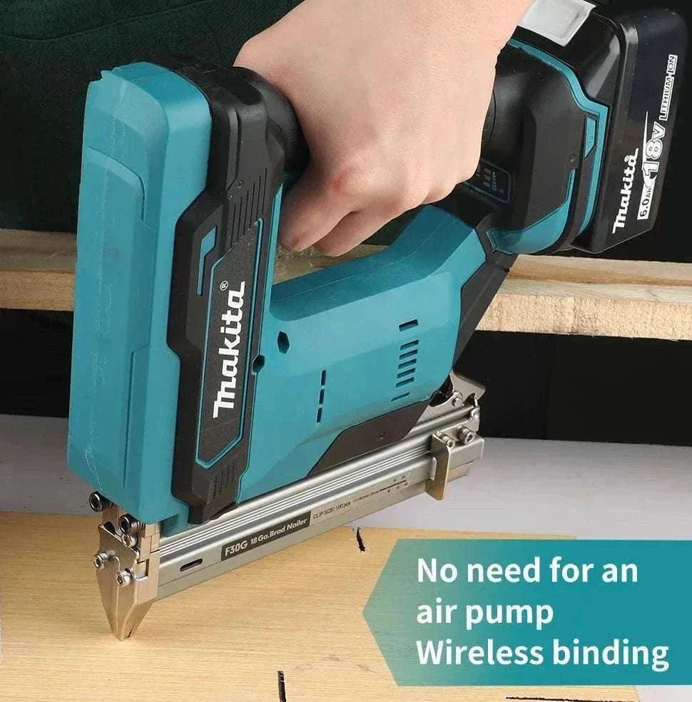 Cordless Nail Gun 10–30mm 100-Nail Capacity High-Speed Woodworking Tool-1Battery 1Charger EU
