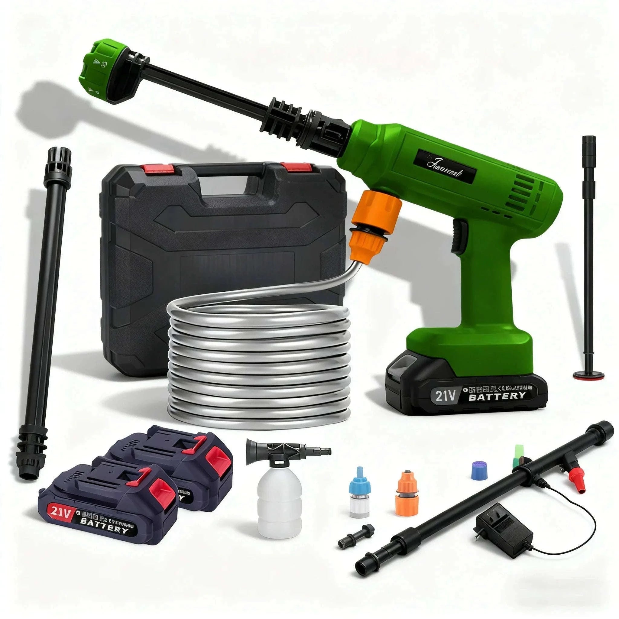 Cordless Portable Pressure Washer Gun with Battery and Hose-Red / US / two batteries|United States|Electric