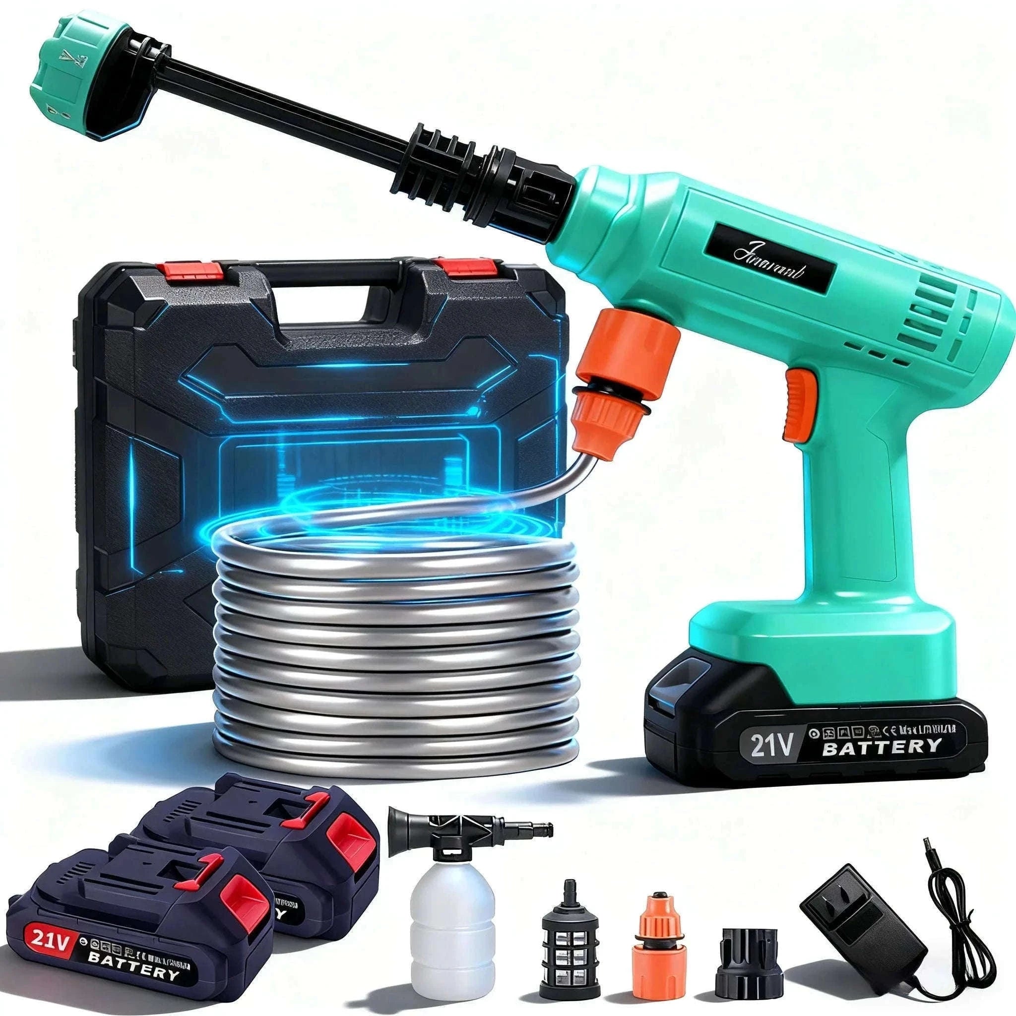 Cordless Portable Pressure Washer Gun with Battery and Hose-Red / US / two batteries|United States|Electric