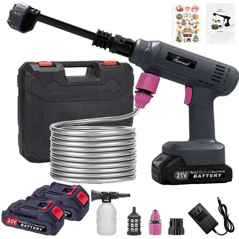 Cordless Portable Pressure Washer Gun with Battery and Hose-Red / US / two batteries|United States|Electric
