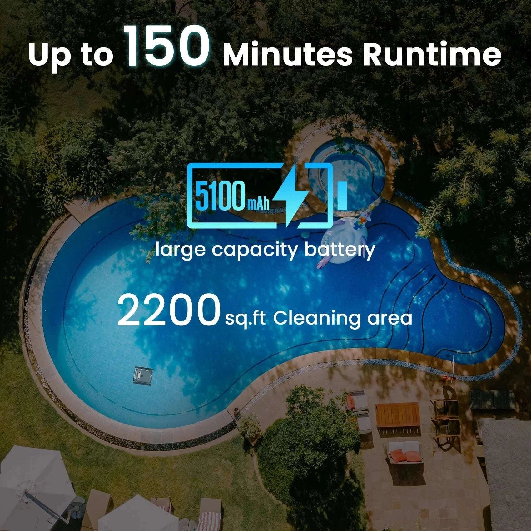 Cordless Robotic Pool Cleaner with Wall & Waterline Cleaning, 150min Runtime-black / United States