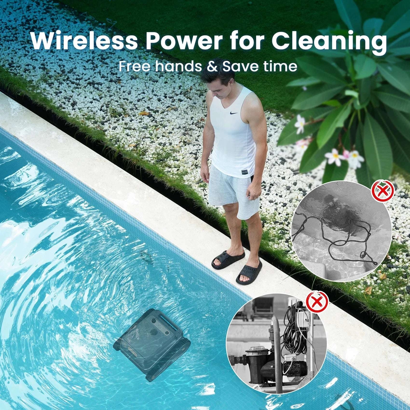 Cordless Robotic Pool Cleaner with Wall & Waterline Cleaning, 150min Runtime-black / United States