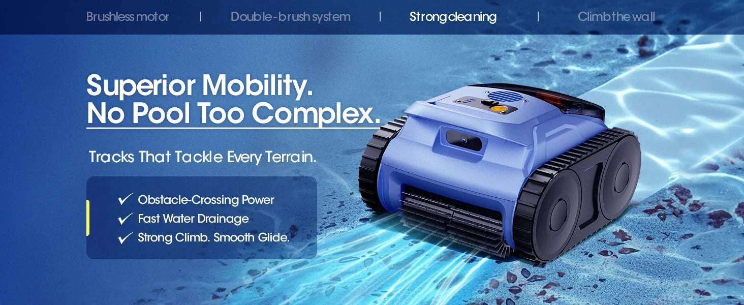 Cordless Robotic Pool Vacuum 150 Min Runtime 2000 sq.ft Coverage-Royal Blue / GERMANY
