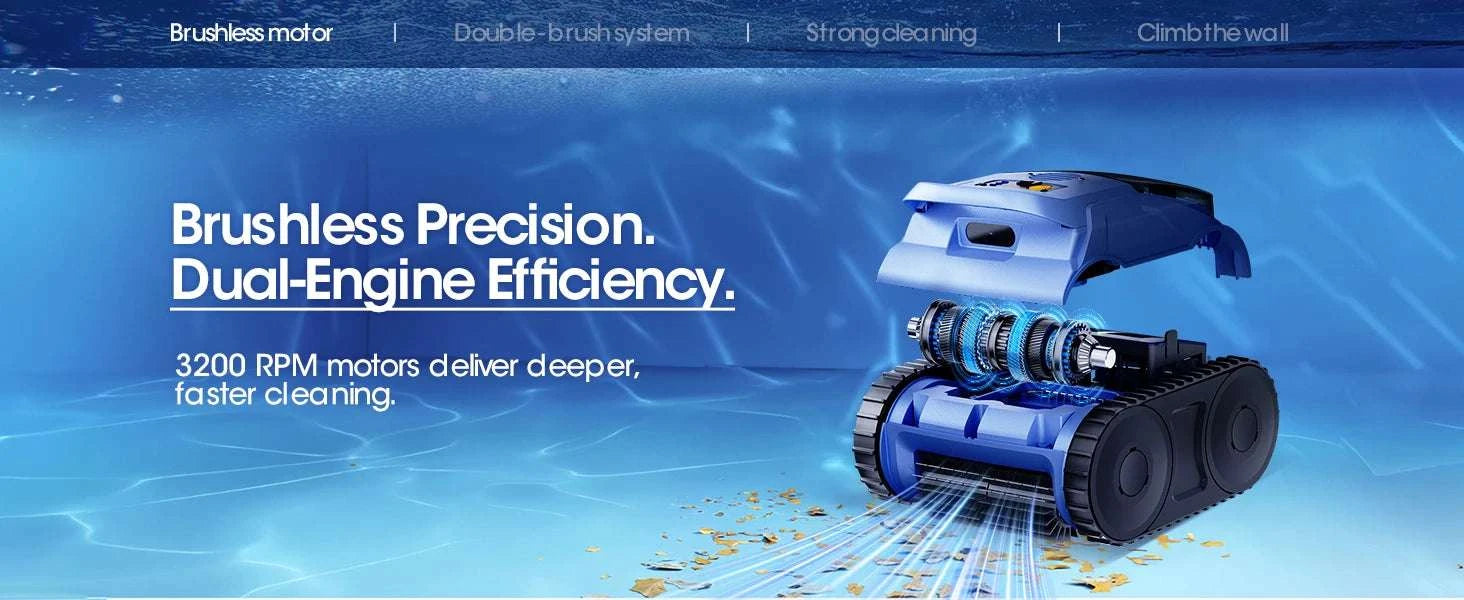 Cordless Robotic Pool Vacuum 150 Min Runtime 2000 sq.ft Coverage-Royal Blue / GERMANY