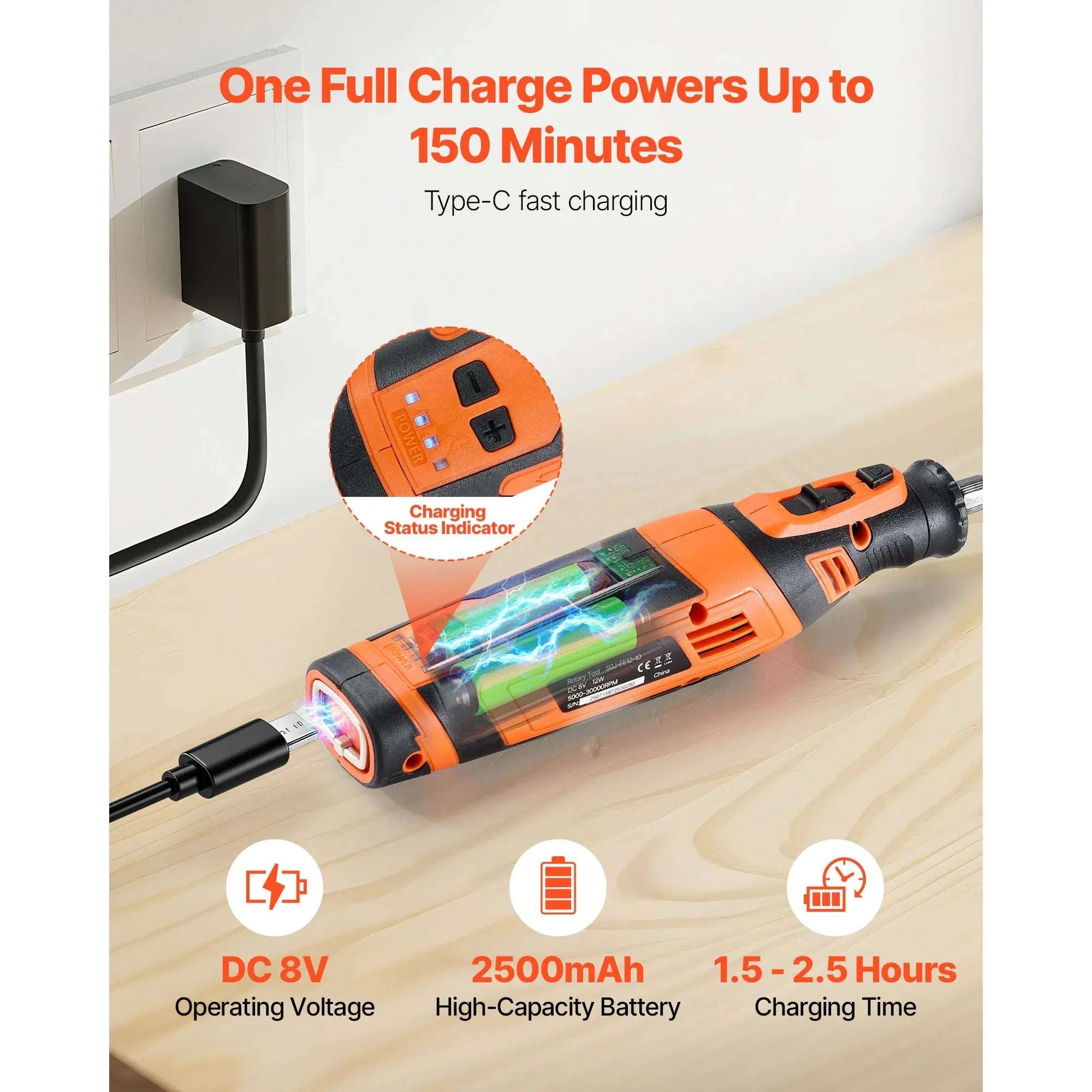 Cordless Rotary Tool Kit with 5 Speeds for DIY Engraving Sanding-DC 4V / United States