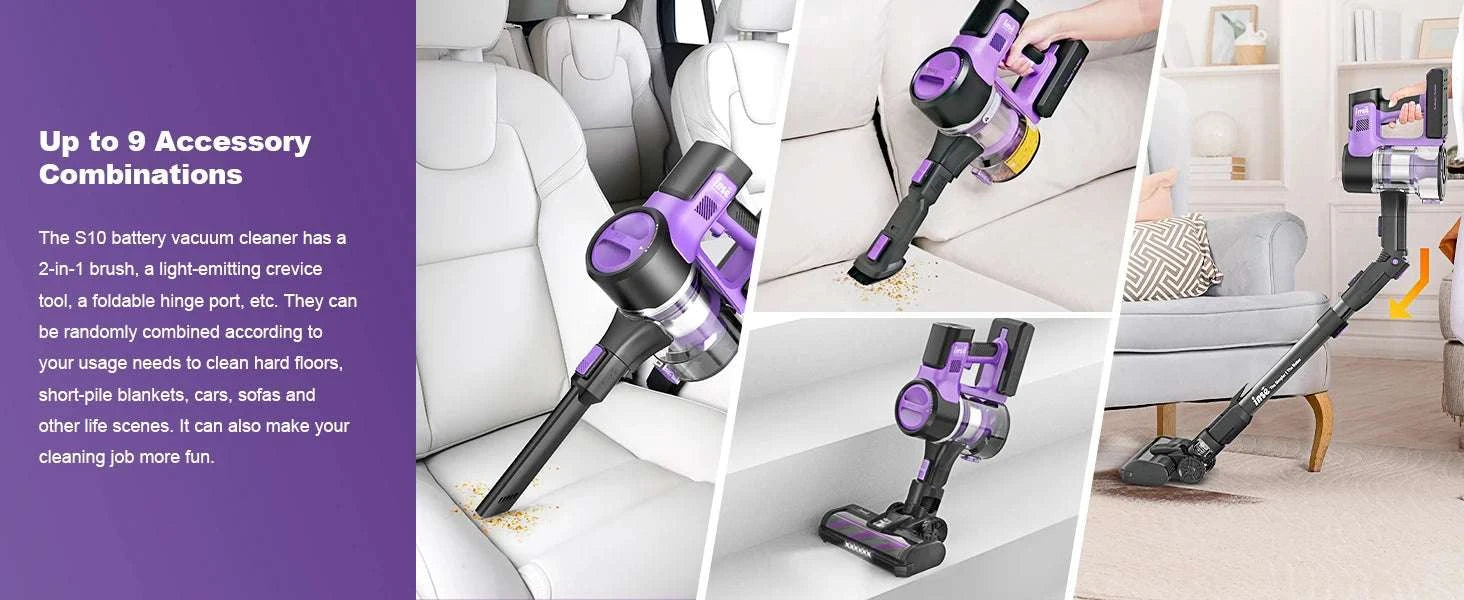 Cordless Stick Vacuum Cleaner 30Kpa 350W with 50 Min Runtime-PURPLE / US / Australia